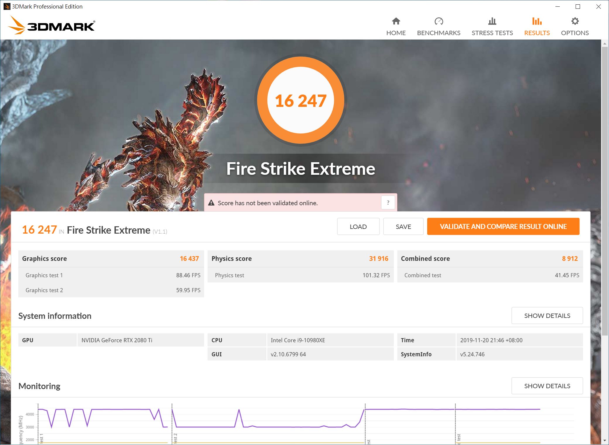 Intel Core i9-10980XE @ 4.4GHz with GeForce RTX 2080 Ti