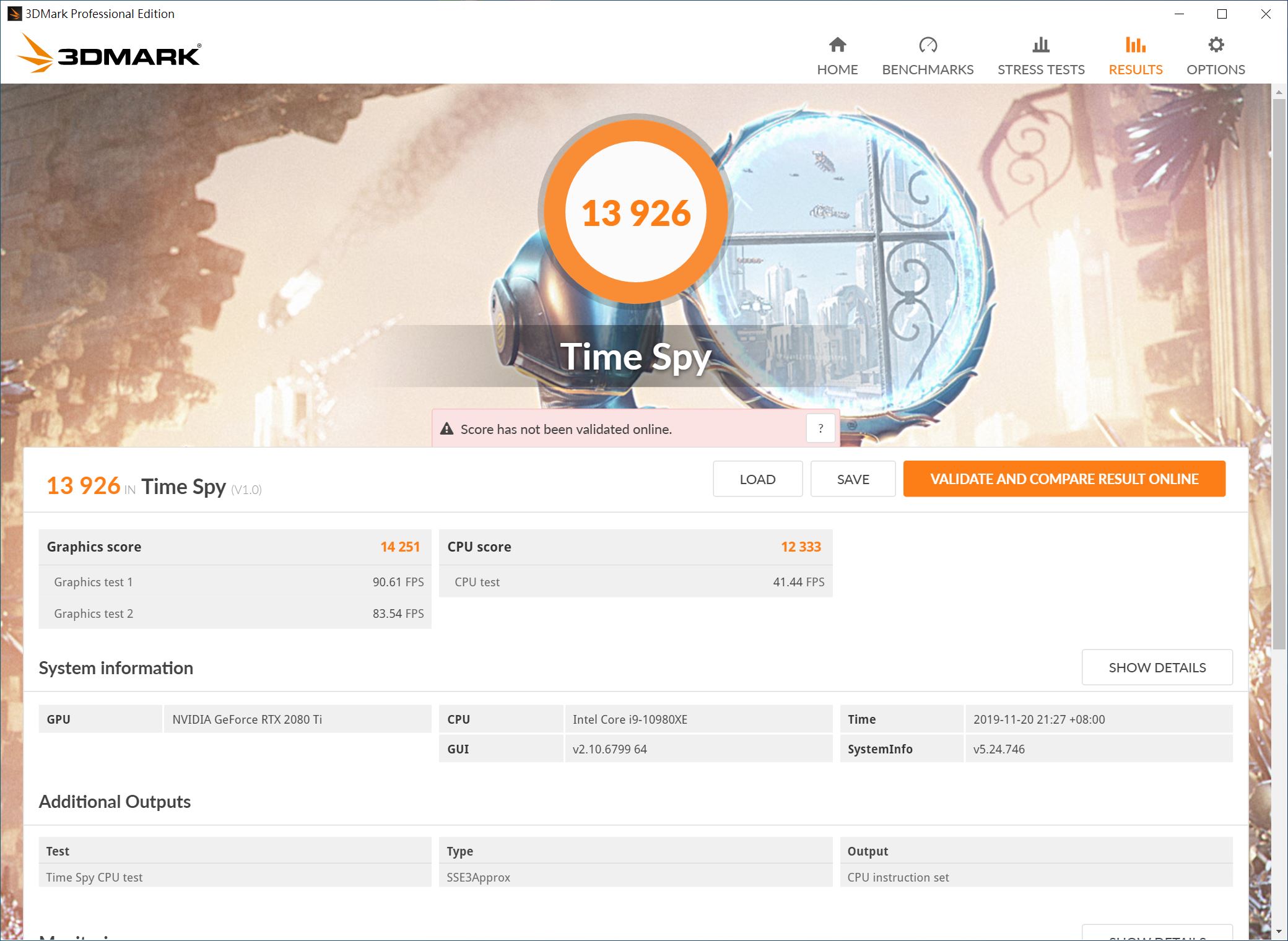Intel Core i9-10980XE @ 4.4GHz with GeForce RTX 2080 Ti