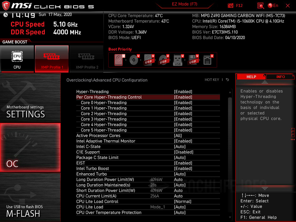 MSI MPG Z490 Gaming Carbon WIFI - BIOS (1)