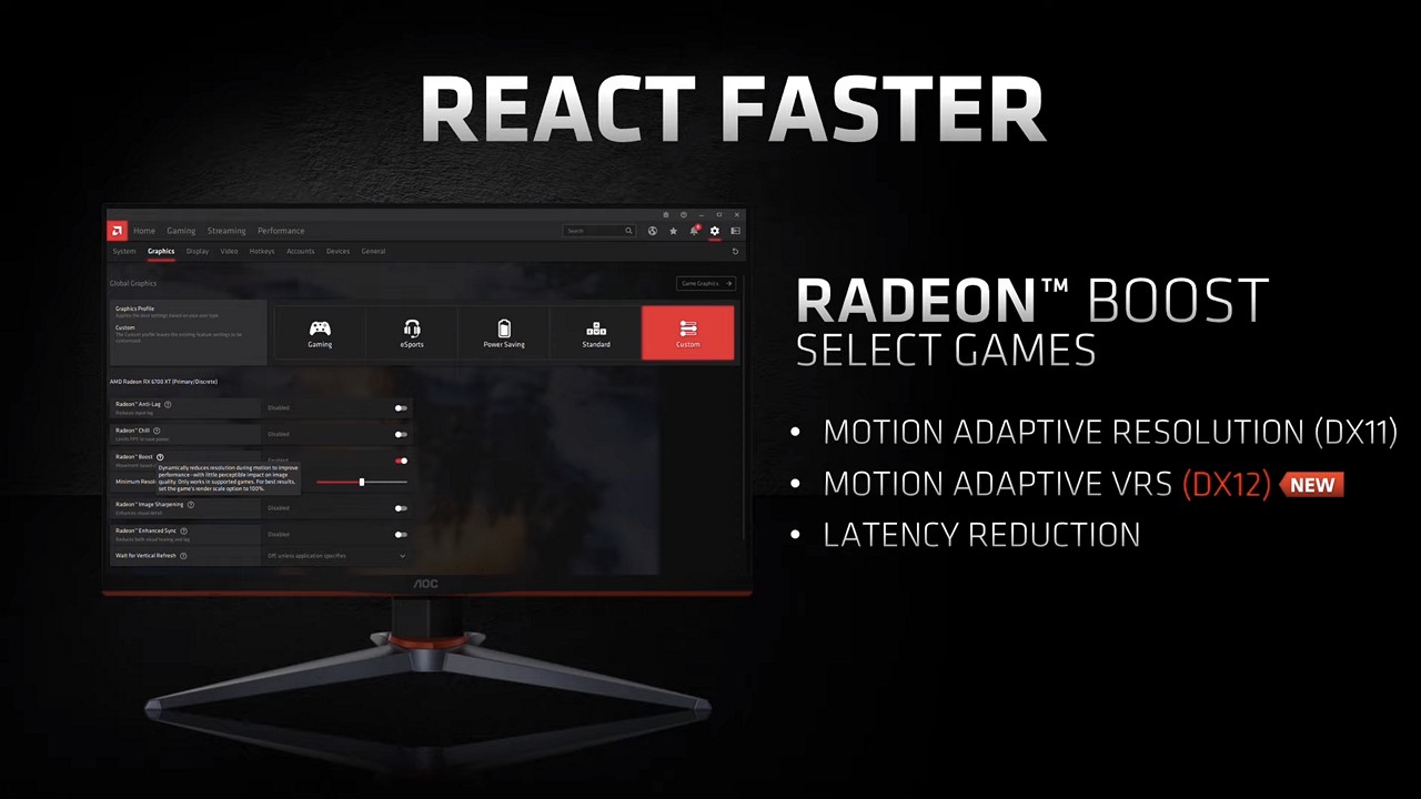 AMD Radeon RX 6700 XT motion adaptive vrs support directx 12