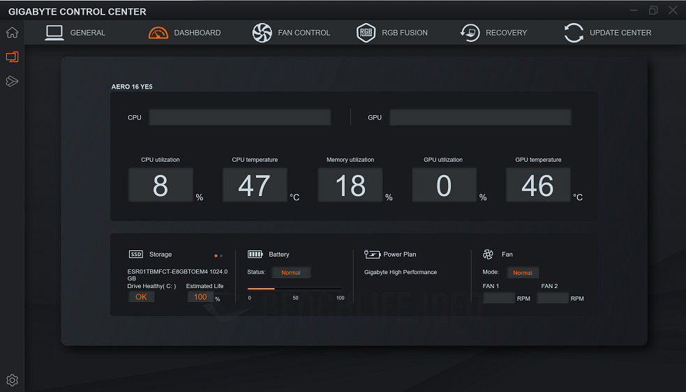 GIGABYTE AERO 16 YE5 - GIGABYTE Control Center (3)
