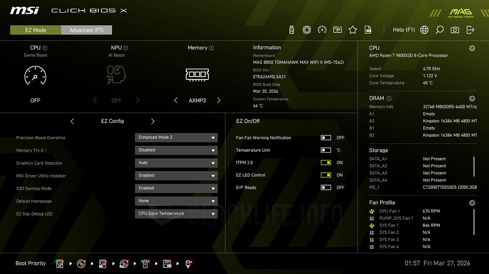 MSI B850 Tomahawk Max WiFi II (26) - UEFI BIOS